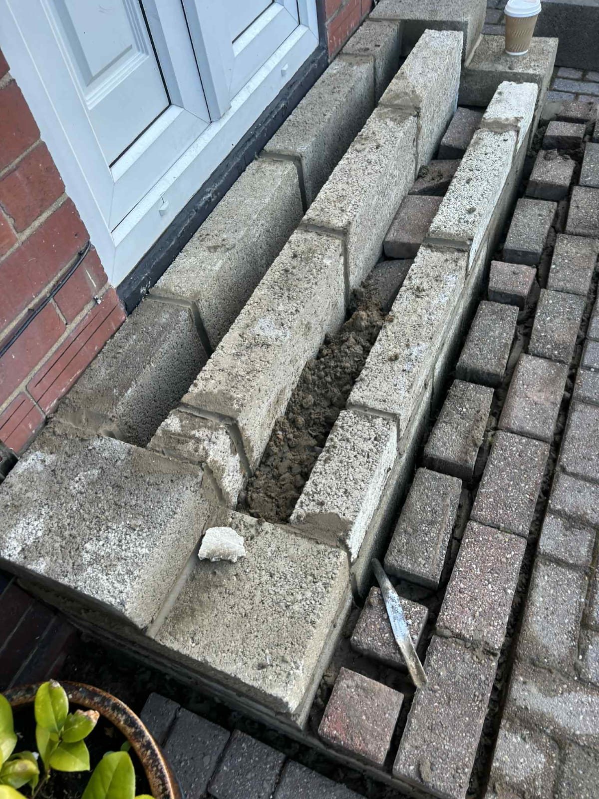 Front entrance steps during rebuild